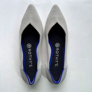 Rothy's The Point Flax Birdseye Light Grey Knit Flats Women's Size 8